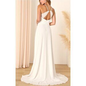 Lulus Romantic Inspiration White Sleeveless Faux-Wrap Maxi Wedding Dress Sz XL W